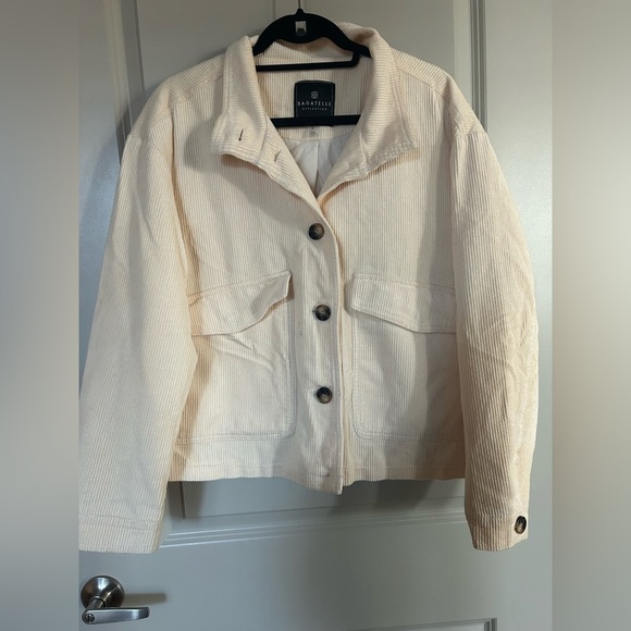 Bagatelle Coat l Cream Corduroy Chunky Chore Button Front l L - Picture 1 of 3